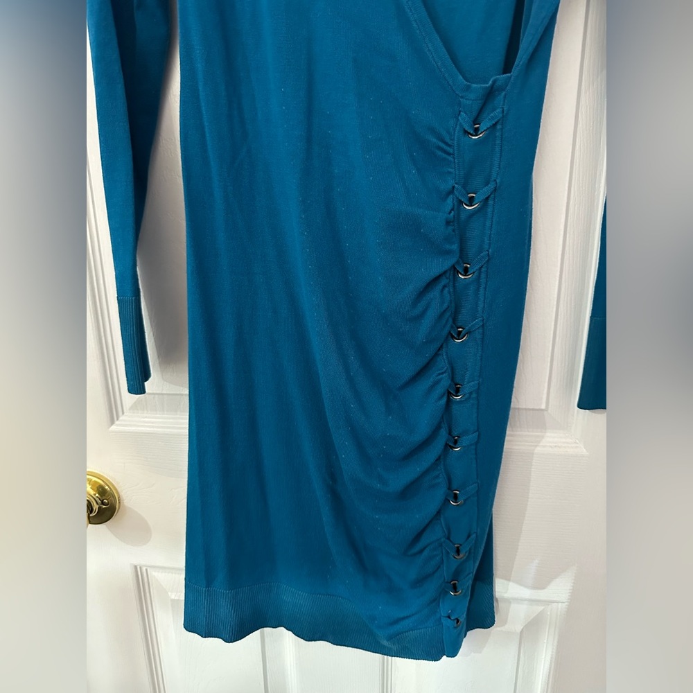 Cache Teal Long Sleeve Dress with Button Accents (M) - Picture 7 of 16